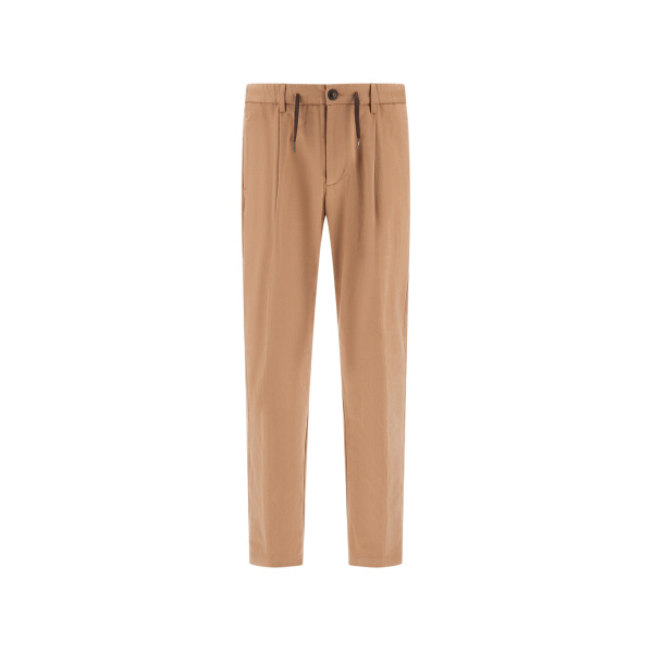 Herno Cotton and Cashmere Canvas Trousers in Camel | Men's Trousers | Luxury Shoes 
