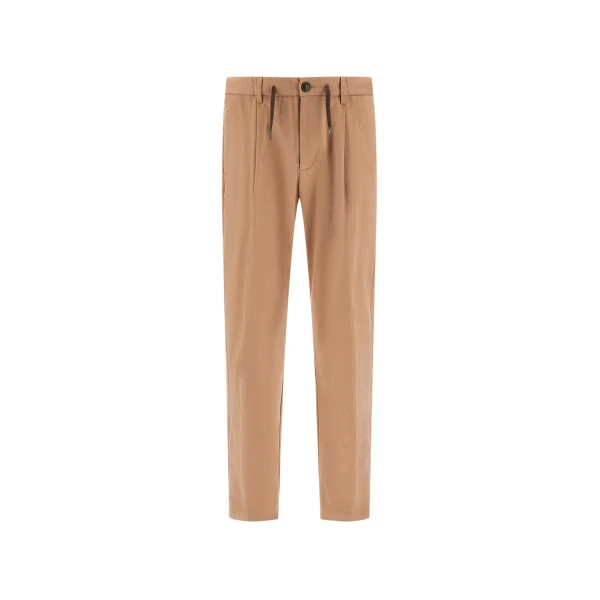 Herno Cotton and Cashmere Canvas Trousers in Camel | Men's Trousers | Luxury Shoes 