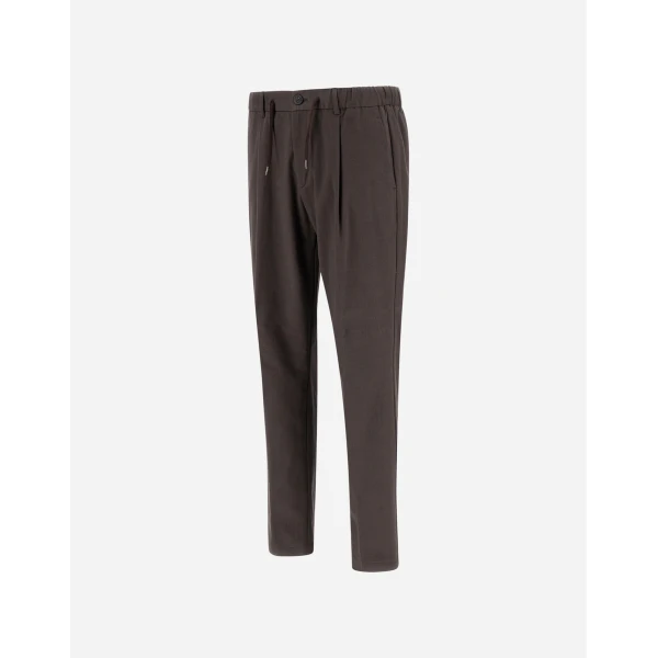 Herno Cotton and Cashmere Canvas Trousers in Dark Taupe | Men's Trousers | Luxury Shoes 