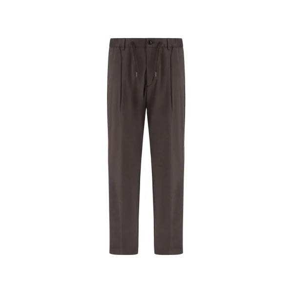 Herno Cotton and Cashmere Canvas Trousers in Dark Taupe | Men's Trousers | Luxury Shoes 
