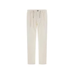 Herno Cotton and Cashmere Canvas Trousers in Milk White | Men's Trousers | Luxury Shoes 