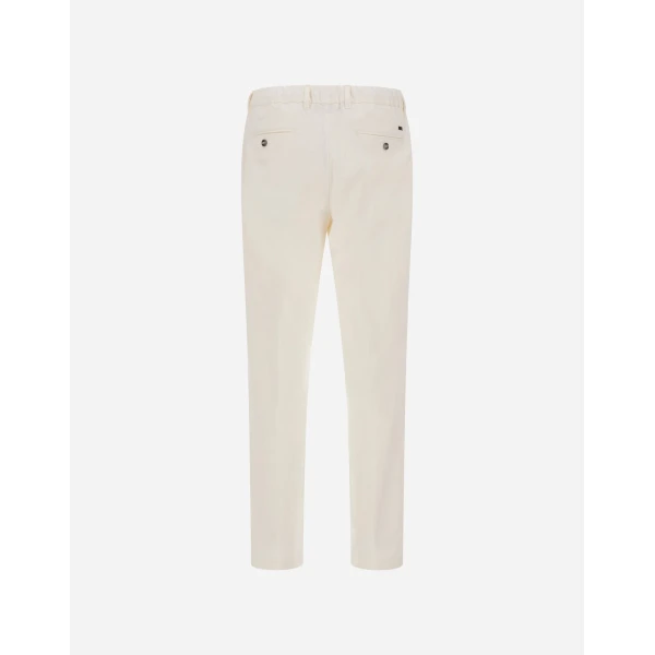 Herno Cotton and Cashmere Canvas Trousers in Milk White | Men's Trousers | Luxury Shoes 