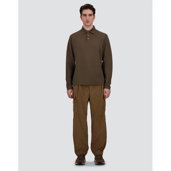 Herno Cotton and Cashmere Double Piqué Polo Shirt in Light Military | Men's T-Shirts and Polos | Luxury Shoes 