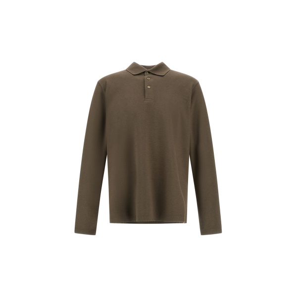 Herno Cotton and Cashmere Double Piqué Polo Shirt in Light Military | Men's T-Shirts and Polos | Luxury Shoes 
