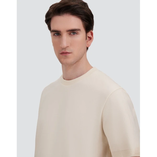 Herno Cotton and Cashmere Double Piqué T-Shirt in White | Men's T-Shirts and Polos | Luxury Shoes 