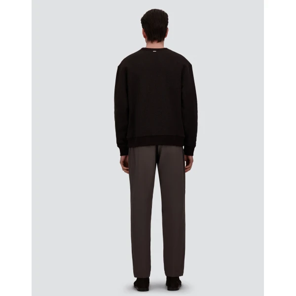 Herno Cotton and Wool Crew-Neck Sweatshirt in Dark Brown | Men's Sweatshirts | Luxury Shoes 