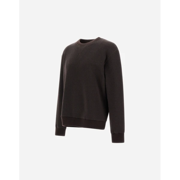 Herno Cotton and Wool Crew-Neck Sweatshirt in Dark Brown | Men's Sweatshirts | Luxury Shoes 