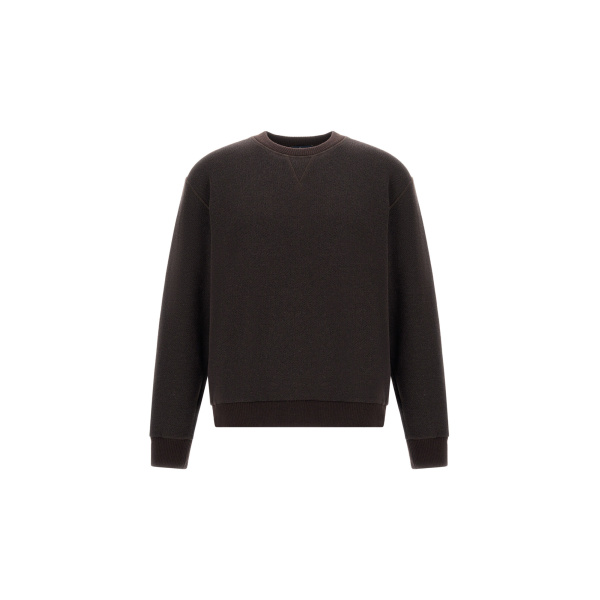 Herno Cotton and Wool Crew-Neck Sweatshirt in Dark Brown | Men's Sweatshirts | Luxury Shoes 