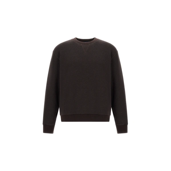 Herno Cotton and Wool Crew-Neck Sweatshirt in Dark Brown | Men's Sweatshirts | Luxury Shoes 
