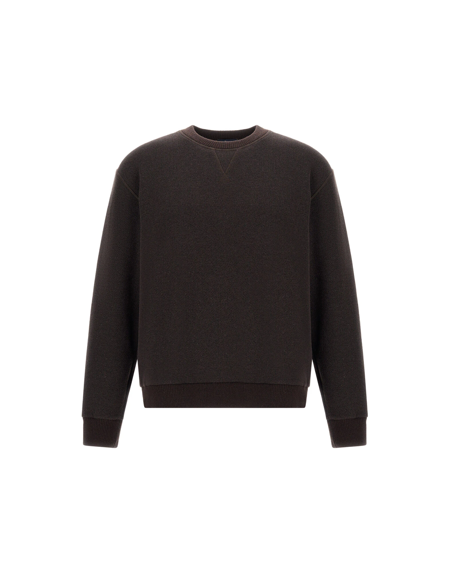 Herno Cotton and Wool Crew-Neck Sweatshirt in Dark Brown Herno Cotton and Wool Crew-Neck Sweatshirt in Dark Brown | Men's Sweatshirts | Luxury Shoes
