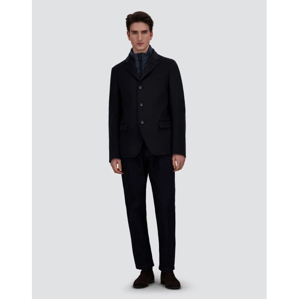 Herno Dark Blue Blazer in Pure Cashmere and Nylon Ultralight | Men's Jackets | Luxury Shoes 