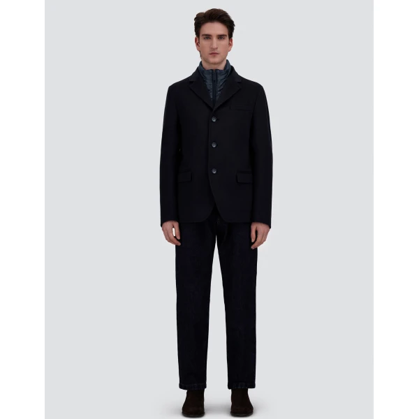 Herno Dark Blue Blazer in Pure Cashmere and Nylon Ultralight | Men's Jackets | Luxury Shoes 