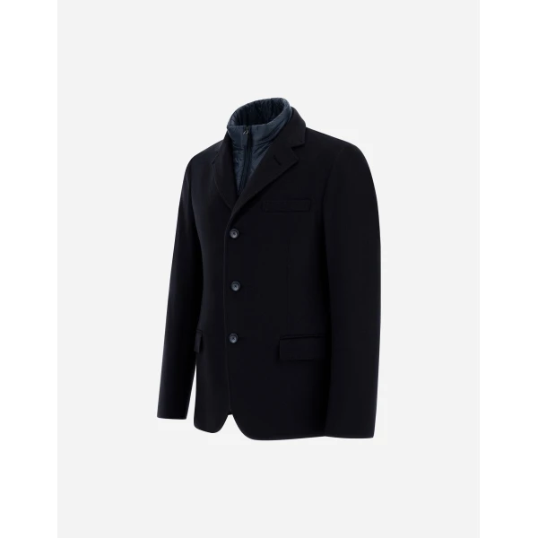 Herno Dark Blue Blazer in Pure Cashmere and Nylon Ultralight | Men's Jackets | Luxury Shoes 