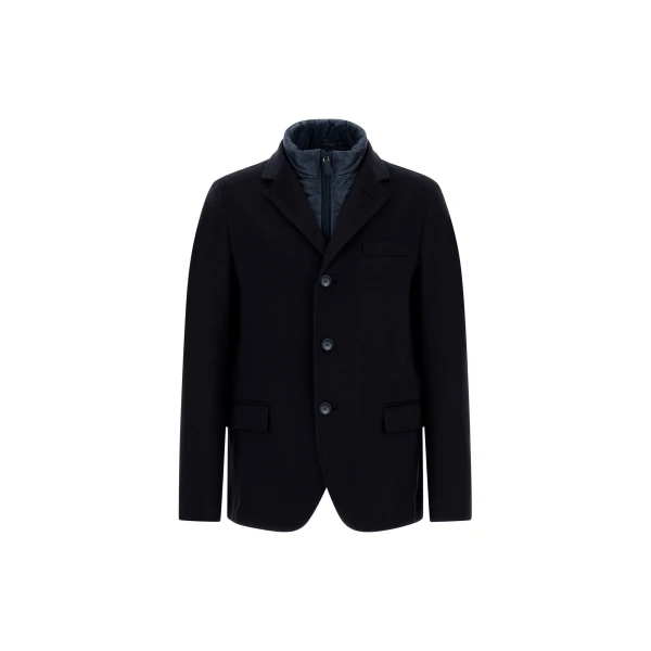 Herno Dark Blue Blazer in Pure Cashmere and Nylon Ultralight | Men's Jackets | Luxury Shoes 