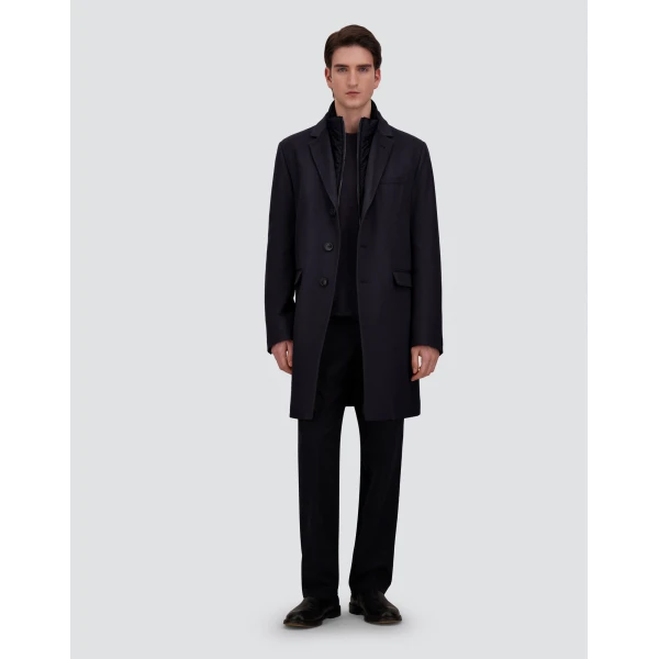 Herno Dark Blue Coat in Pure Cashmere and Nylon Ultralight | Men's Coats | Luxury Shoes 