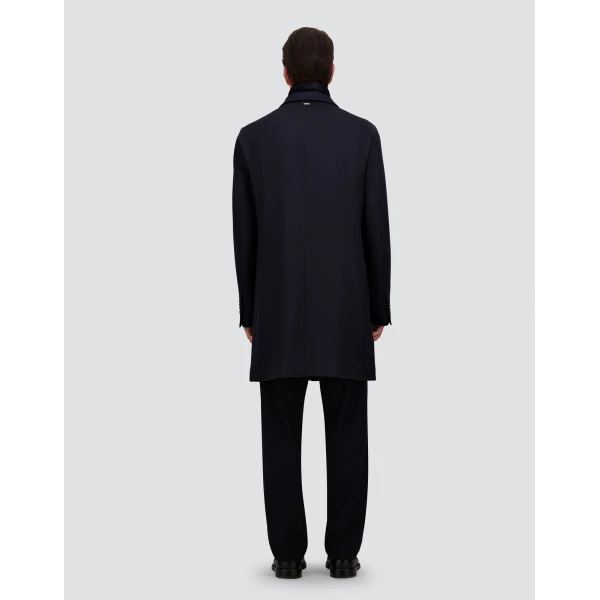 Herno Dark Blue Coat in Pure Cashmere and Nylon Ultralight | Men's Coats | Luxury Shoes 