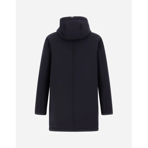 Herno Dark Blue Long Parka in 3-Layer Scuba | Men's Coats | Luxury Shoes 