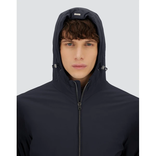 Herno Dark Blue Resort Jacket in 4-Way Stretch Nylon | Men's Jackets | Luxury Shoes 