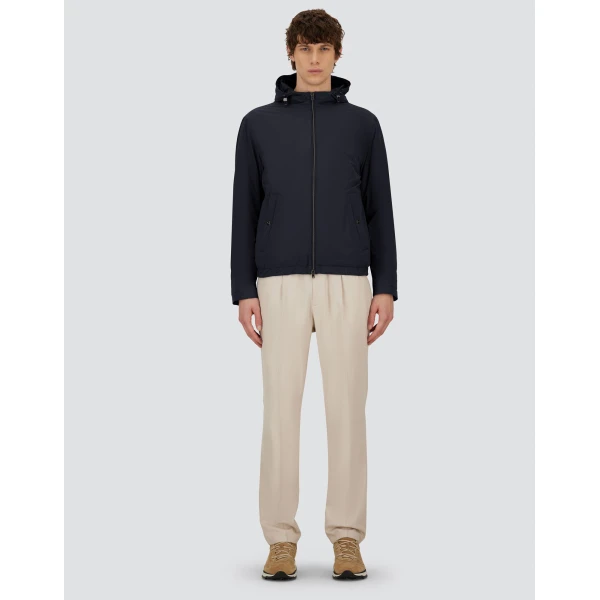 Herno Dark Blue Resort Jacket in 4-Way Stretch Nylon | Men's Jackets | Luxury Shoes 