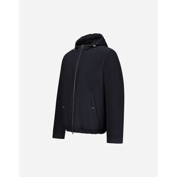 Herno Dark Blue Resort Jacket in 4-Way Stretch Nylon | Men's Jackets | Luxury Shoes 