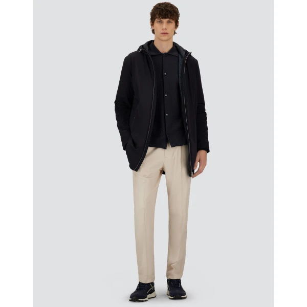 Herno Dark Blue Resort Parka in 4-Way Stretch Nylon | Men's Coats | Luxury Shoes 