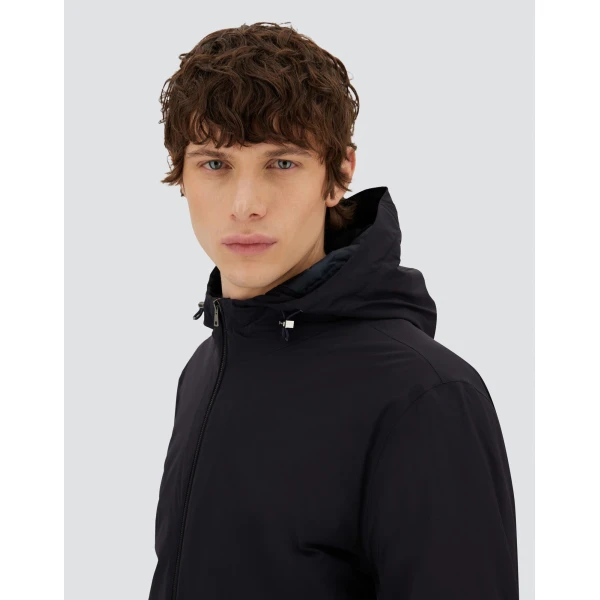 Herno Dark Blue Resort Parka in 4-Way Stretch Nylon | Men's Coats | Luxury Shoes 