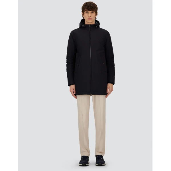 Herno Dark Blue Resort Parka in 4-Way Stretch Nylon | Men's Coats | Luxury Shoes 
