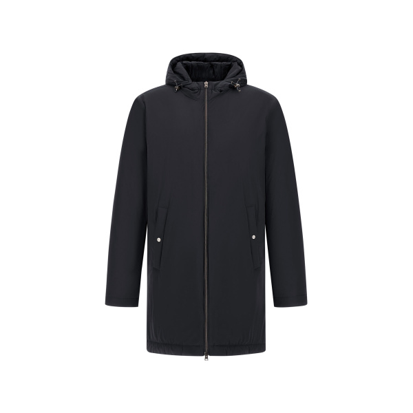 Herno Dark Blue Resort Parka in 4-Way Stretch Nylon | Men's Coats | Luxury Shoes 