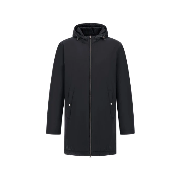Herno Dark Blue Resort Parka in 4-Way Stretch Nylon | Men's Coats | Luxury Shoes 