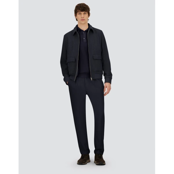 Herno Dark Blue Resort Polo Shirt in Wool and Silk Knit | Men's T-Shirts and Polos | Luxury Shoes 