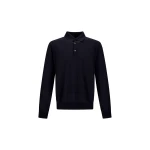 Herno Dark Blue Resort Polo Shirt in Wool and Silk Knit | Men's T-Shirts and Polos | Luxury Shoes 