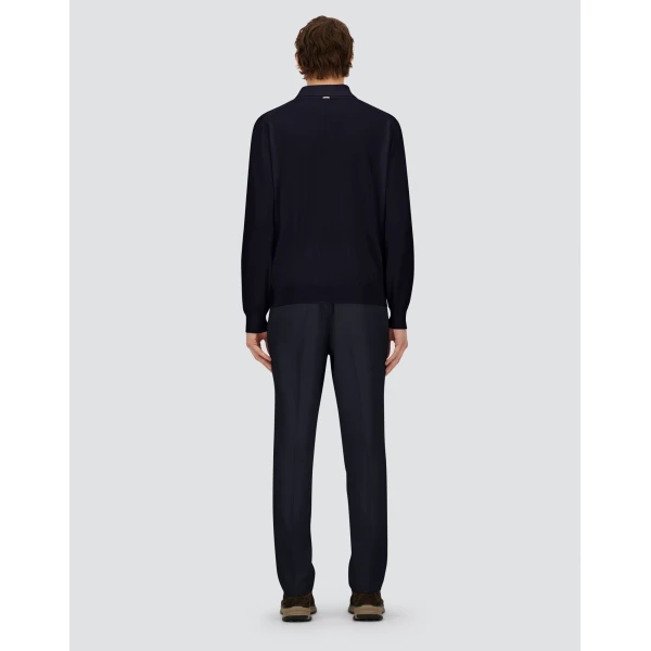 Herno Dark Blue Resort Polo Shirt in Wool and Silk Knit | Men's T-Shirts and Polos | Luxury Shoes 
