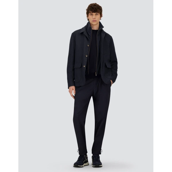 Herno Dark Blue Resort Sweater in Wool and Silk | Men's Knitwear | Luxury Shoes 