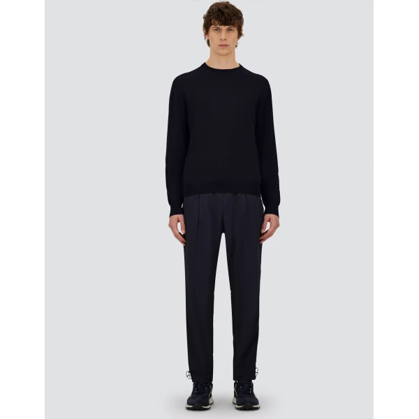 Herno Dark Blue Resort Sweater in Wool and Silk | Men's Knitwear | Luxury Shoes 