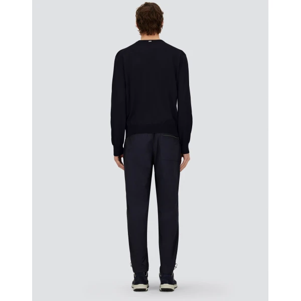 Herno Dark Blue Resort Sweater in Wool and Silk | Men's Knitwear | Luxury Shoes 