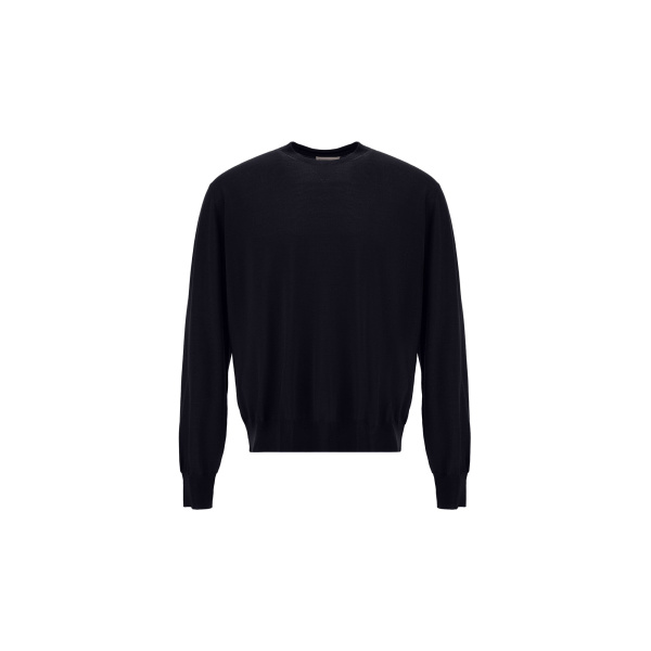 Herno Dark Blue Resort Sweater in Wool and Silk | Men's Knitwear | Luxury Shoes 