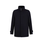 Herno Dark Blue Short Coat in Pure Cashmere and Suede Effect | Men's Coats | Luxury Shoes 