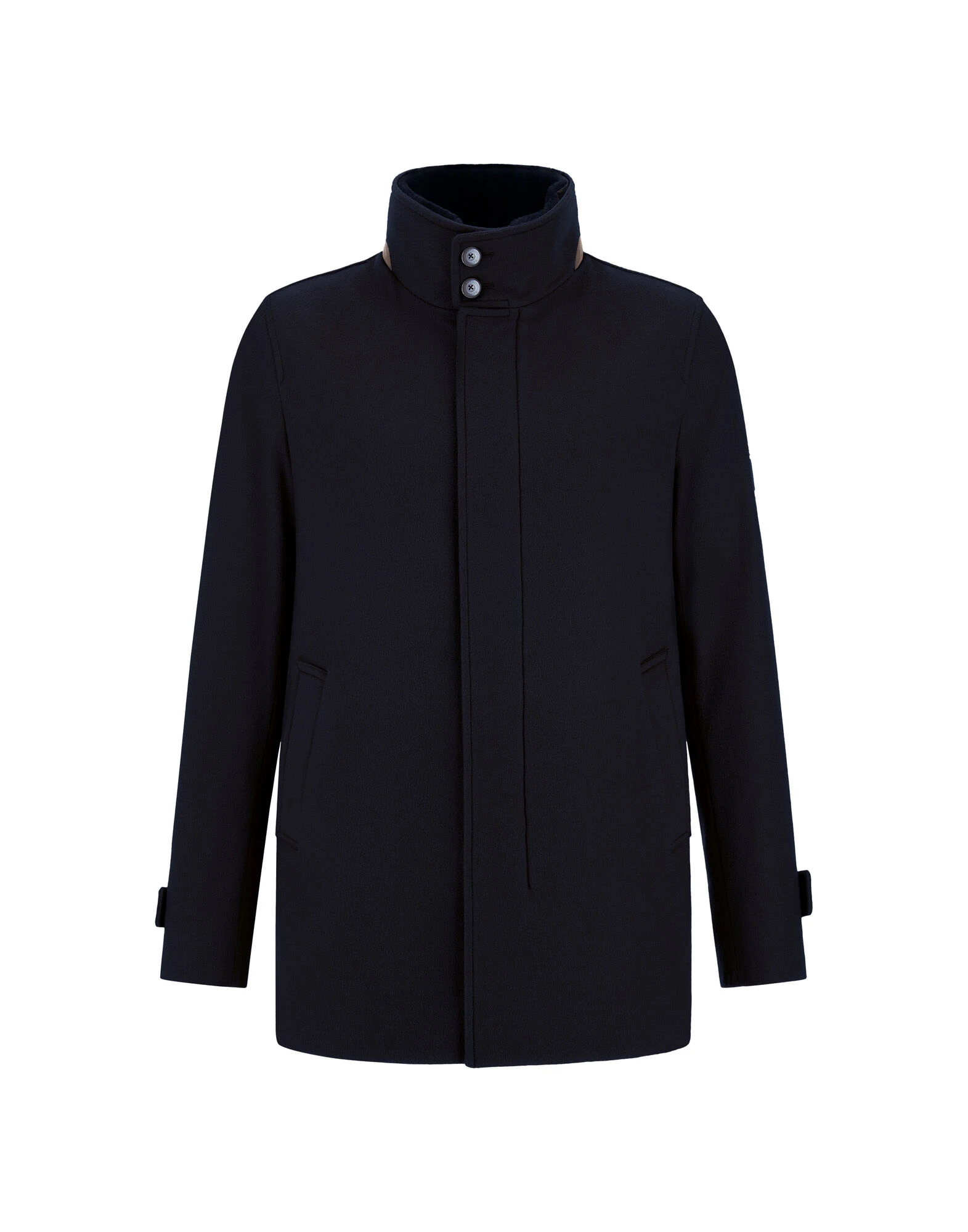 Herno Dark Blue Short Coat in Pure Cashmere and Suede Effect Herno Dark Blue Short Coat in Pure Cashmere and Suede Effect | Men's Coats | Luxury Shoes