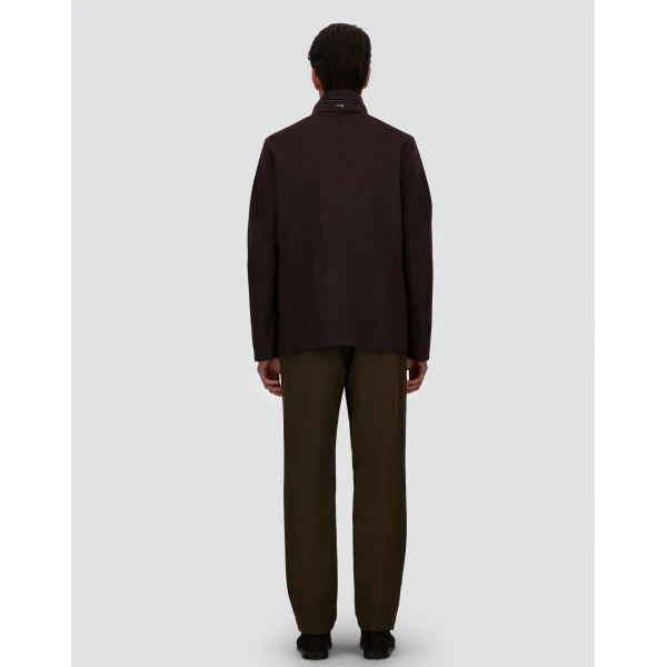 Herno Dark Brown Field Jacket in Cashmere, Wool and Suede Effect | Men's Jackets | Luxury Shoes 