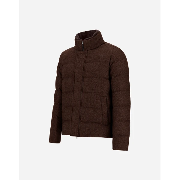 Herno Dark Brown Jacket in Cashmere, Silk and Monogram | Men's Jackets | Luxury Shoes 