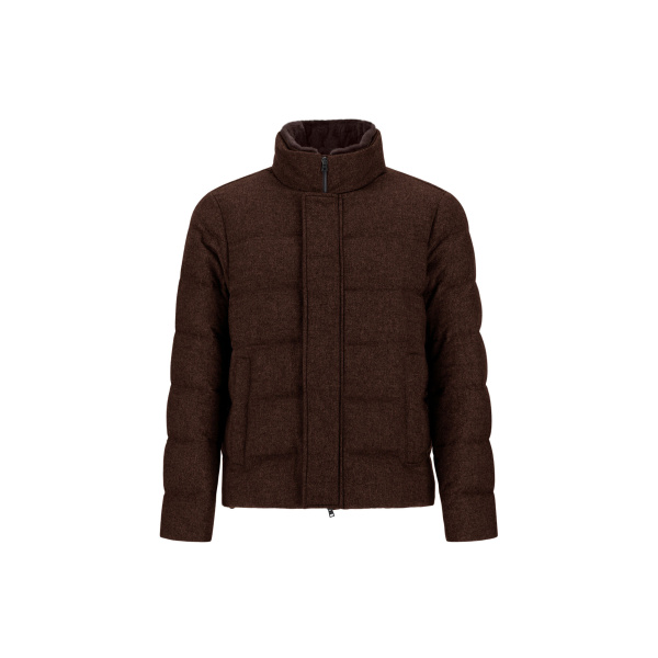 Herno Dark Brown Jacket in Cashmere, Silk and Monogram | Men's Jackets | Luxury Shoes 