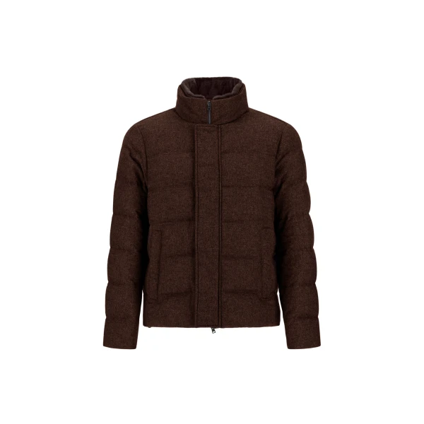 Herno Dark Brown Jacket in Cashmere, Silk and Monogram | Men's Jackets | Luxury Shoes 