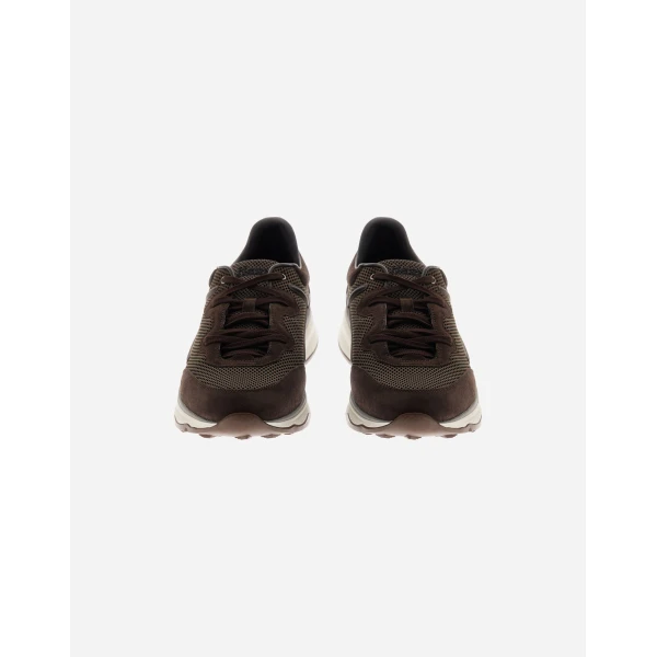 Herno Dark Brown Maggiore Trainers in Suede and Mesh | Men's Sneakers | Luxury Shoes 