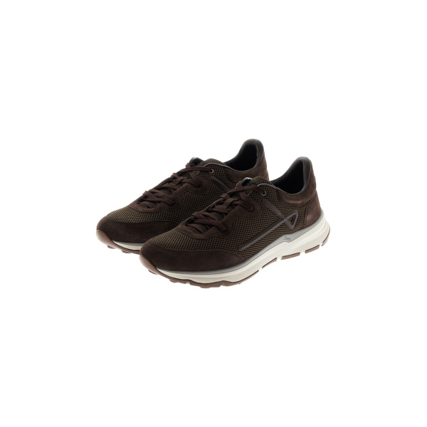 Herno Dark Brown Maggiore Trainers in Suede and Mesh | Men's Sneakers | Luxury Shoes 