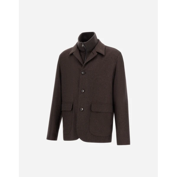 Herno Dark Brown Resort Blazer in Cashmere and Silk | Men's Jackets | Luxury Shoes 