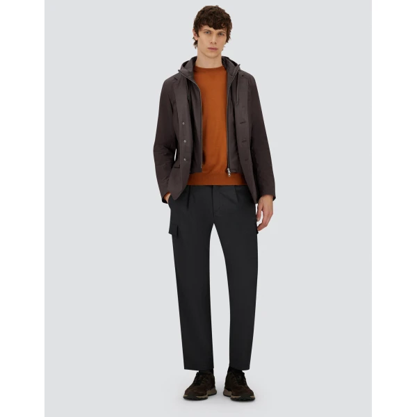 Herno Dark Brown Resort Blazer in Melange-Effect Stretch Nylon | Men's Jackets | Luxury Shoes 
