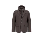 Herno Dark Brown Resort Blazer in Melange-Effect Stretch Nylon | Men's Jackets | Luxury Shoes 