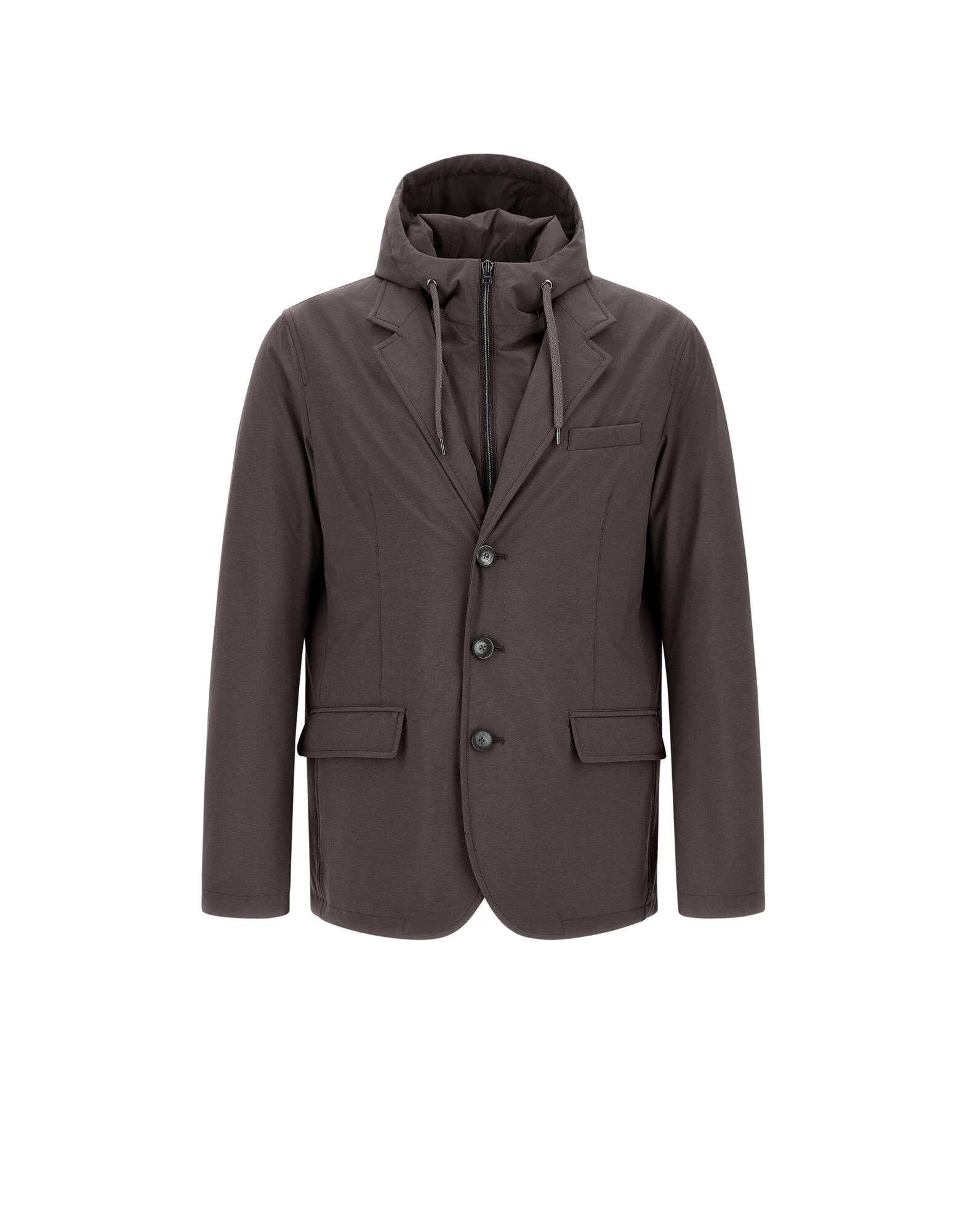 Herno Dark Brown Resort Blazer in Melange-Effect Stretch Nylon Herno Dark Brown Resort Blazer in Melange-Effect Stretch Nylon | Men's Jackets | Luxury Shoes