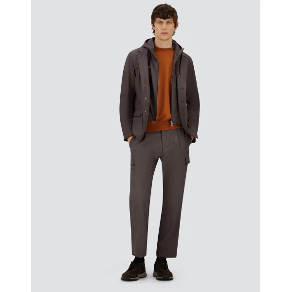 Herno Dark Brown Resort Cargo Trousers in Melange-Effect Stretch Nylon | Men's Trousers | Luxury Shoes 
