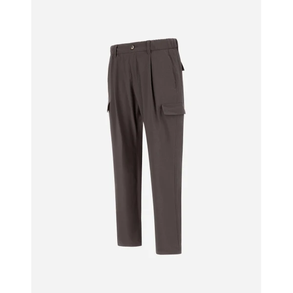 Herno Dark Brown Resort Cargo Trousers in Melange-Effect Stretch Nylon | Men's Trousers | Luxury Shoes 